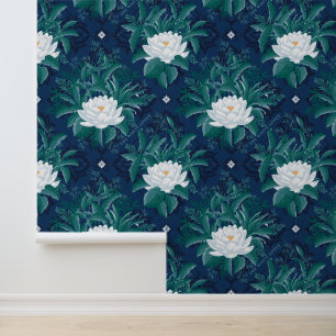 Papier Peint Le Motif blanc Lotus Midnight Lotus
