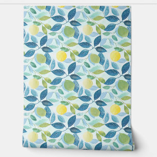 Papier Peint Lemon Grove Petite - Bleu, Vert, Jaune - bio