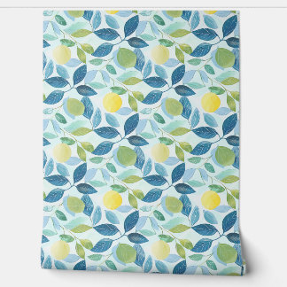 Papier Peint Lemon Grove Petite - Bleu, Vert, Jaune - bio