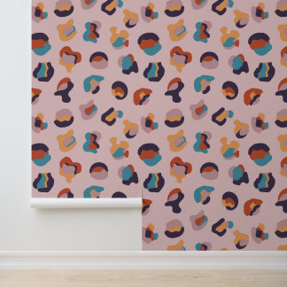 Papier Peint Leopard animal rose moderne