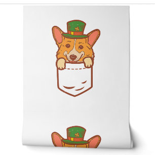 Papier Peint Leprechaun Welsh Corgi Poche Jour de la Saint Patr