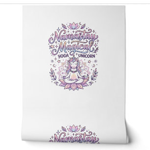 Papier Peint Licorne Namastay Magique Adorable Typographie Conc