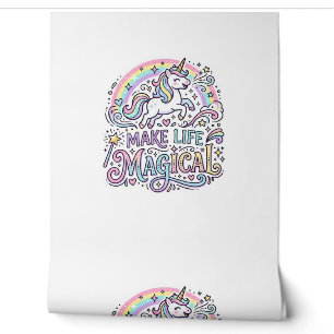 Papier Peint Licorne Rendre La Vie Magique Typographie Vectorie