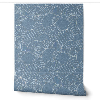 Papier Peint Ligne de Saint-Jacques géométrique Art, bleu fumée