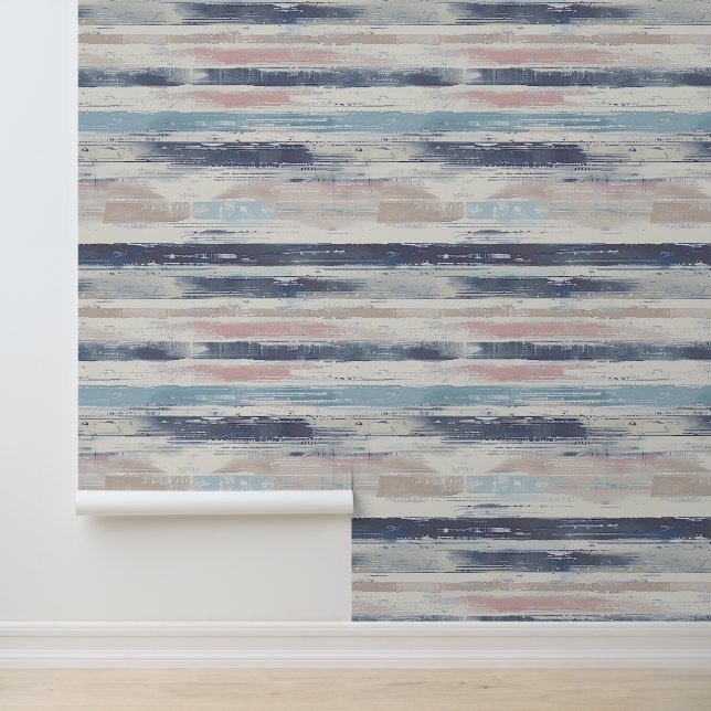 Papier Peint Lignes artistiques croisées horizontales encre cou (Application)