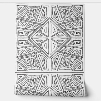 Papier Peint Lignes Audacieuses - Carreaux Symétriques - Blanc