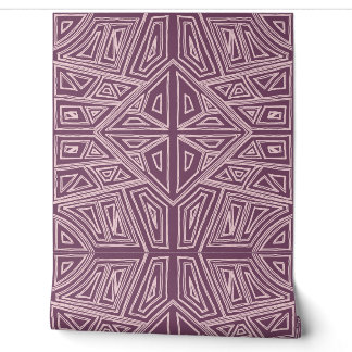 Papier Peint Lignes Audacieuses - Carreaux Symétriques - Mauve