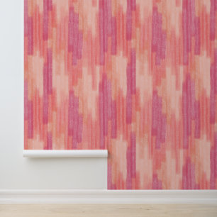 Papier Peint Lignes Chalky Abstraites modernes, Rose, Corail, P