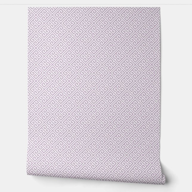Papier Peint Lilac Purple et White Greek Key Motif (Déroulement)