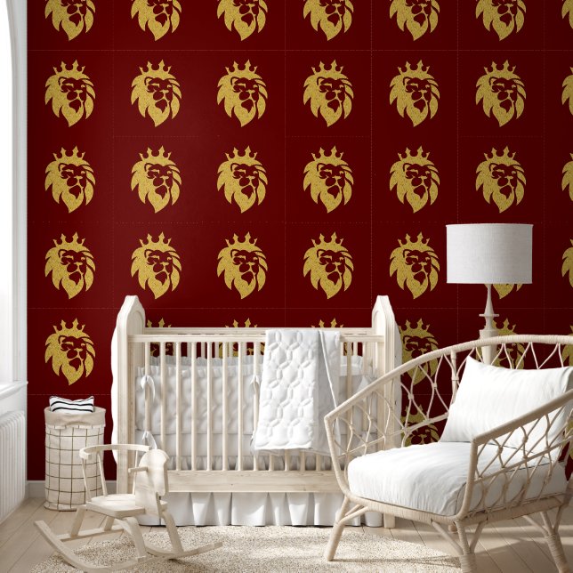 Papier Peint Lion Avec Couronne - Style Or 1 (Enfants)