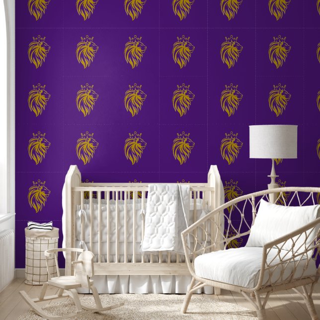 Papier Peint Lion Avec Couronne - Style Or 2 (Enfants)