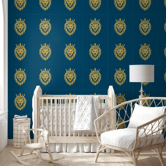 Papier Peint Lion Avec Couronne - Style Or 3 (Enfants)