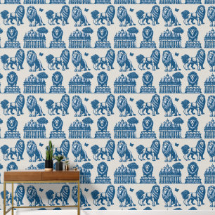 Papier Peint Lions d'encre bleue