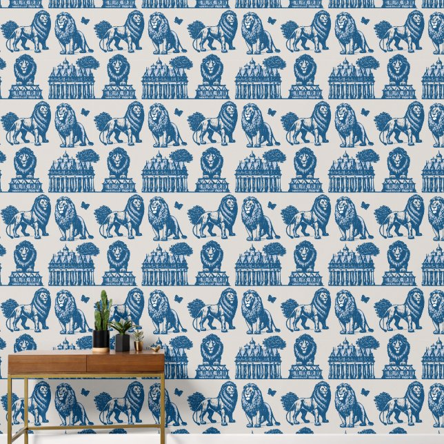 Papier Peint Lions d'encre bleue (Couloir)