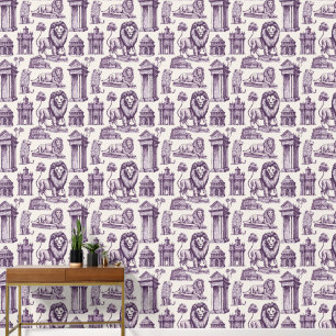 Papier Peint Lions et statues d'encre violette