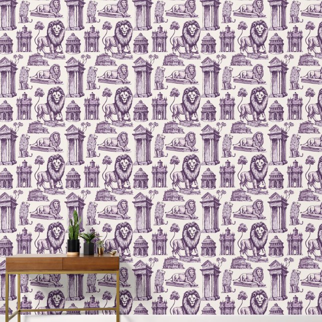 Papier Peint Lions et statues d'encre violette (Couloir)