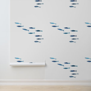 Papier Peint Little Blue Fish Écoles nautiques