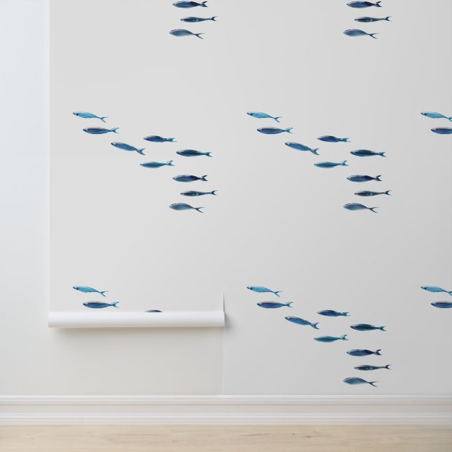 Papier Peint Little Blue Fish Écoles nautiques (Application)