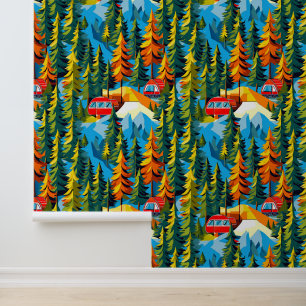 Papier Peint Little Red RV dans le camping Woods