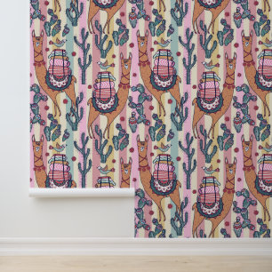 Papier Peint Llamas Sur La Stripe Motif