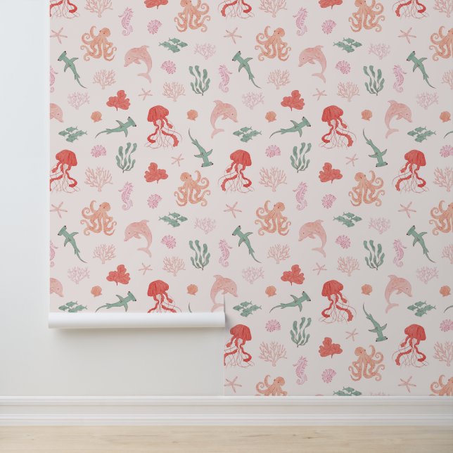 Papier Peint L'Océan rose Créatures Salle de fille (Application)