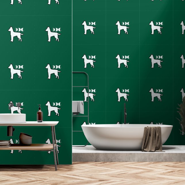 Papier Peint Logo de chien Dk Green White chien animal (Salle de bain)