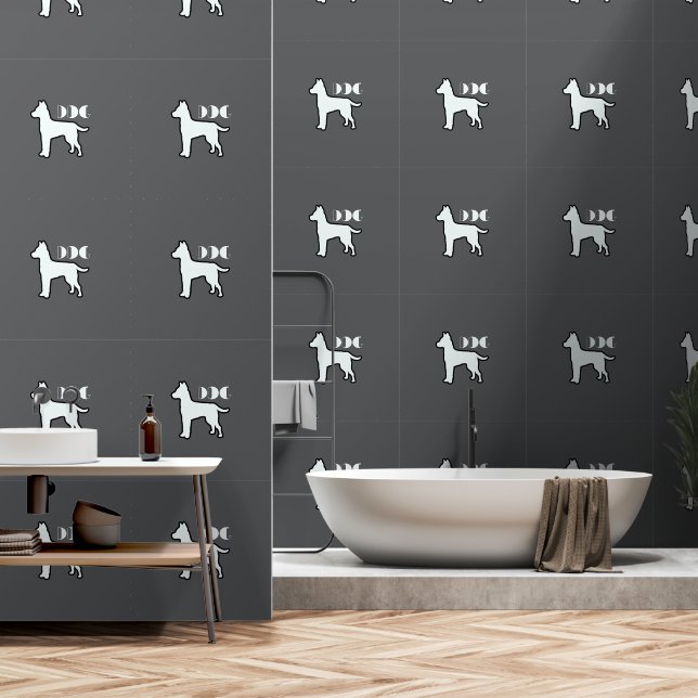 Papier Peint Logo de chien Dk gris blanc chien animal (Salle de bain)