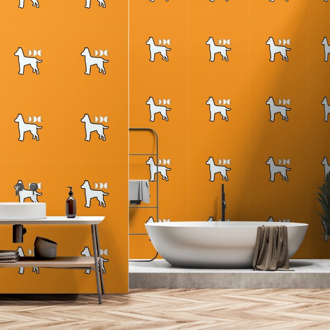 Papier Peint Logo de chien Orange White Pet (Salle de bain)