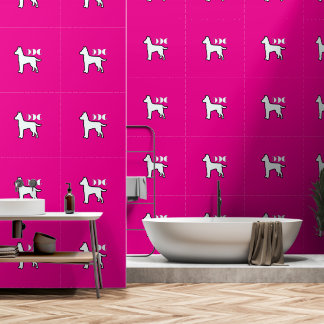 Papier Peint Logo de chien rose chaud chien animal