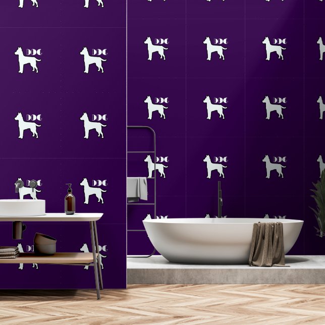 Papier Peint Logo du chien animal de compagnie blanc pourpre (Salle de bain)