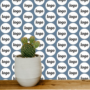 Papier Peint Logo Motif Business Promotion Dusty Blue