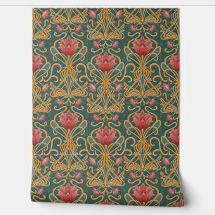 Papier Peint Lotus victorien floral - fleurs Art Nouveau
