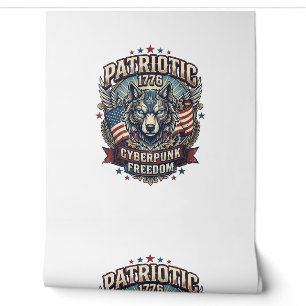 Papier Peint Loup Cyberpunk Futur Liberté Ai Patriotique