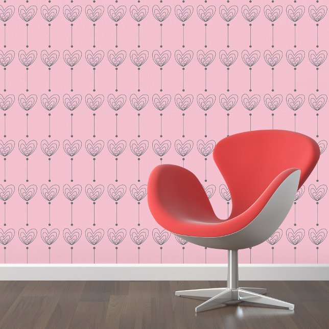 Papier Peint Love Doodles: Pink & Grey Hearts Peel and Stick (Love Doodles: Pink & Grey Hearts Peel and Stick Wallpaper)