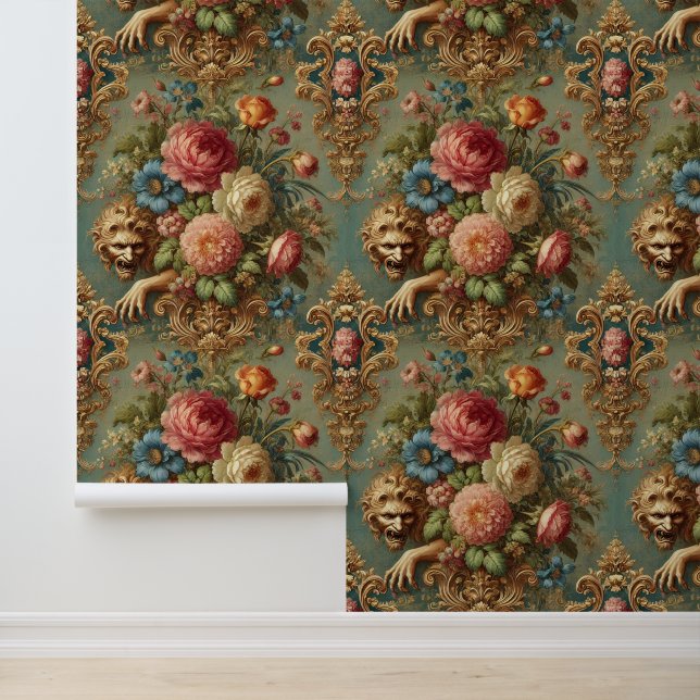 Papier Peint Luxe - Design floral gothique (Application)