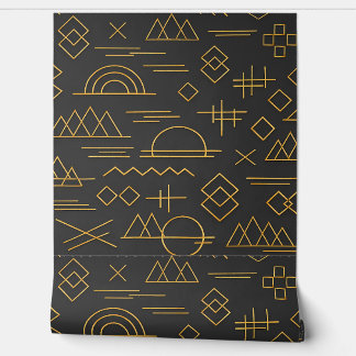 Papier Peint Luxurious 3D Gold Embossed Geometric Pattern 