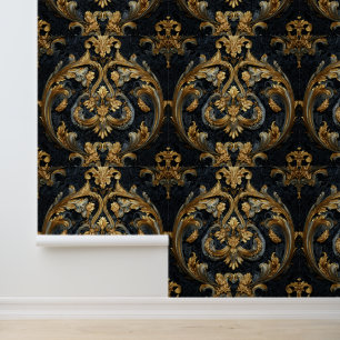 Papier Peint Luxury Vintage French Baroque Black Gold Royal