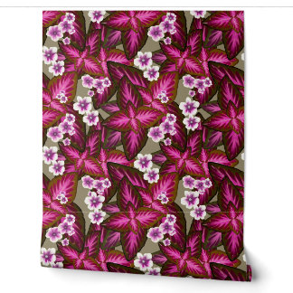 Papier Peint Magenta Coleus Garden Bold Tropical Floral