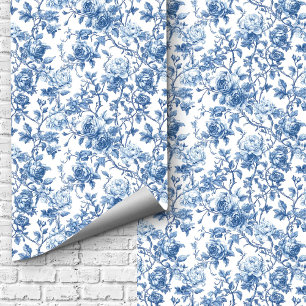 Papier Peint Maison élégante motif floral toile de Jouy roses b