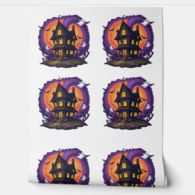 Papier Peint Maison hantée Halloween mansion gothique Éffrayant (Déroulement)