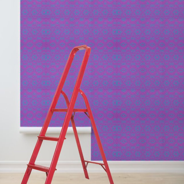 Papier Peint mandala moderne motif bleu peigne rose (Modern mandala pattern blue pink peel stick wallpaper
)