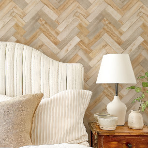 Papier Peint Marbre beige et crème en chevron à os de hareng