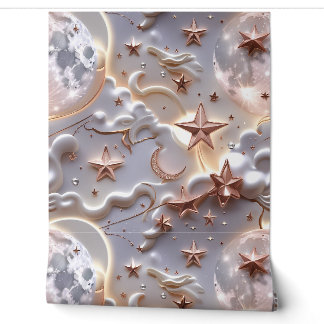 Papier peint - Marbre Luxueux Blanc Lune Céleste