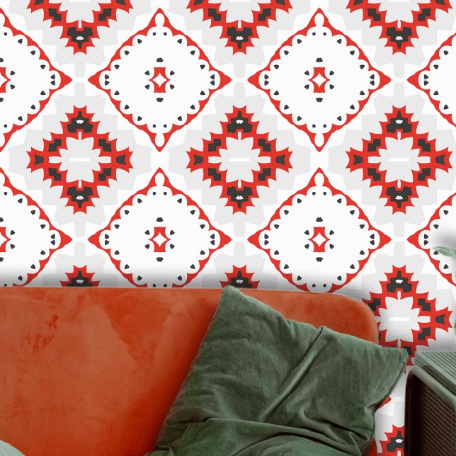 Papier Peint Marocaine Mosaïque noire gris clair (Créateur téléchargé)