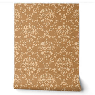 Papier Peint Marron Moka Damassé