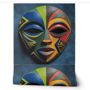 Papier Peint Masque tribal africain cubisme abstrait