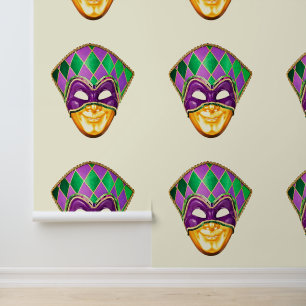 Papier Peint Masques de Carnaval violet or heureux