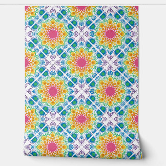 Papier Peint Maximaliste Rainbow Floral Fontaine Carrelage diam