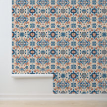 Médaille florale de bleu et de corail