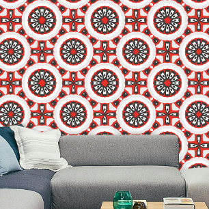 Papier Peint Médaillon géométrique tendance Motifs Rouge Noir B